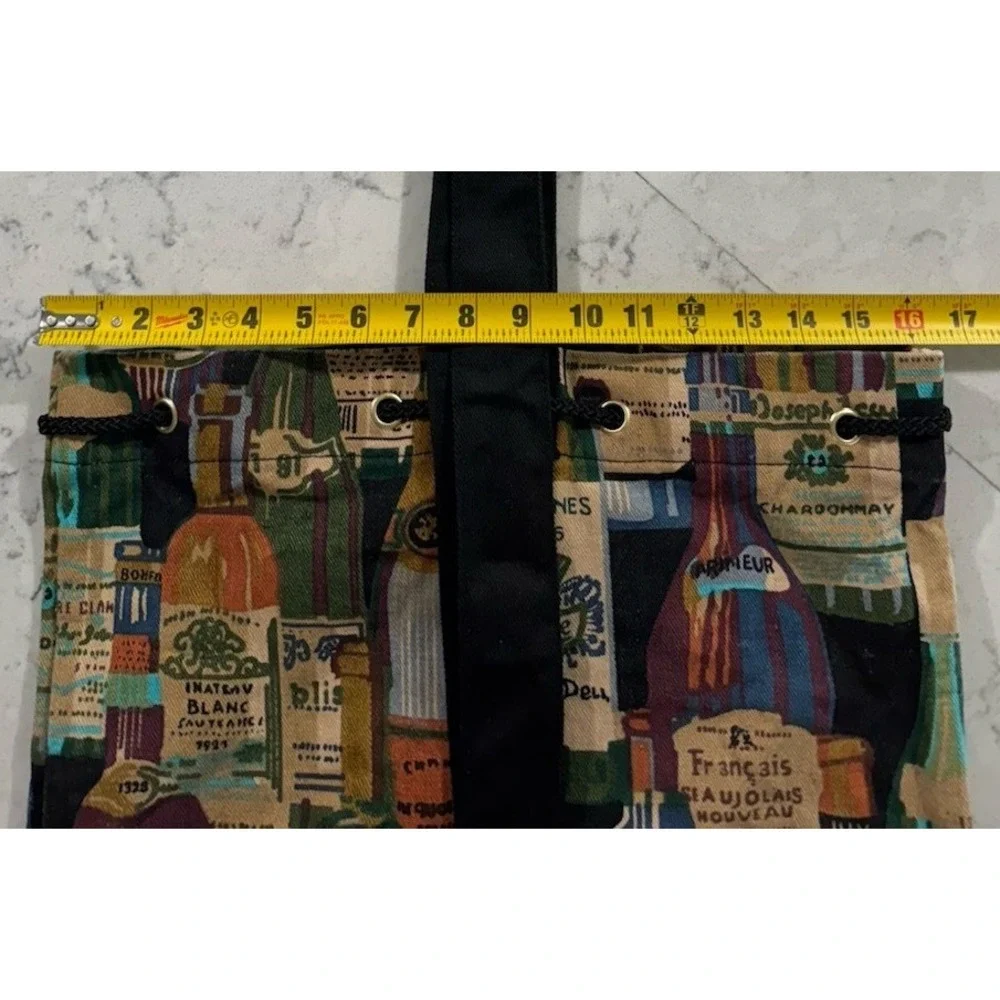 Vintage 90s Wine Bottle Tapestry‎ Tote Bag Chianti Tuscan Grannycore Picnic Boho